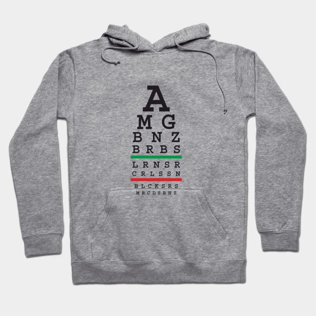 Snellen automotive eye test for Merc (original color) Hoodie by 710Designs